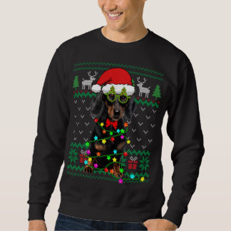Sweatshirt Vilaine lumière de Noël Dachshund Chien Chien Chie