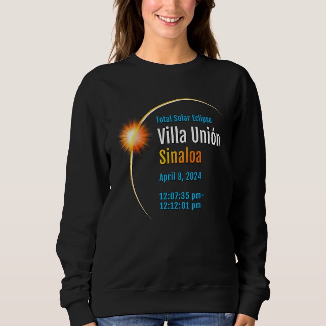 Sweatshirt Villa Unión Sinaloa Mexique Total Solar Eclipse 20 (Devant)