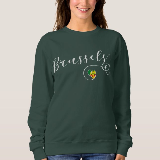 Sweatshirt Ville de Bruxelles Drapeau au coeur (Devant)