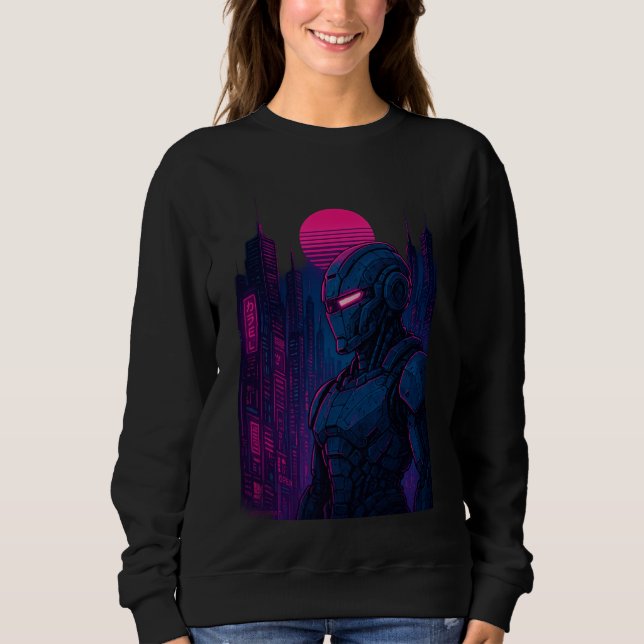 Sweatshirt Ville néon cyberpunk avec robot — Dreamframe_U8O E (Devant)