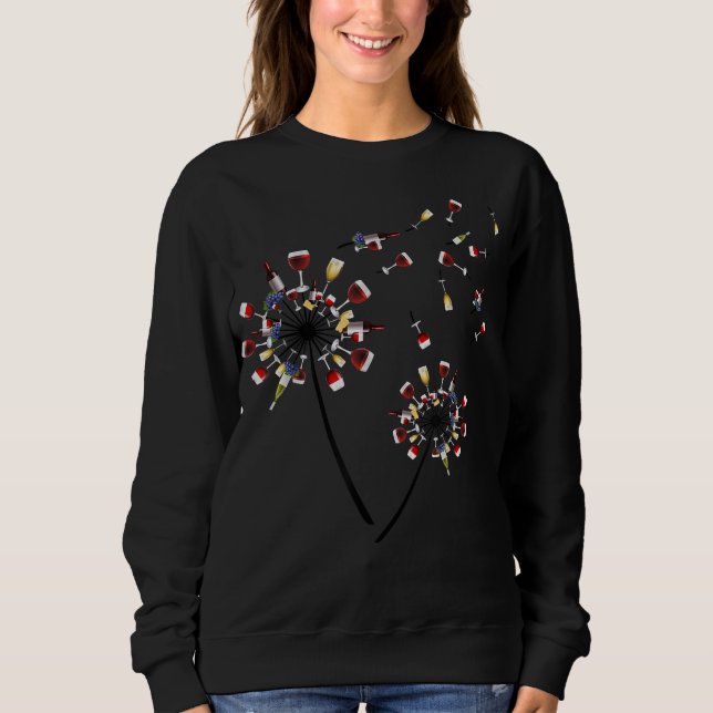 Sweatshirt vin de dandelion verre d'amour vin cadeau vin (Devant)