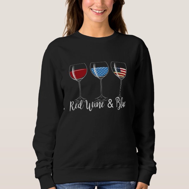 Sweatshirt Vin Rouge Lunettes Bleues Drapeau Américain 4 juil (Devant)