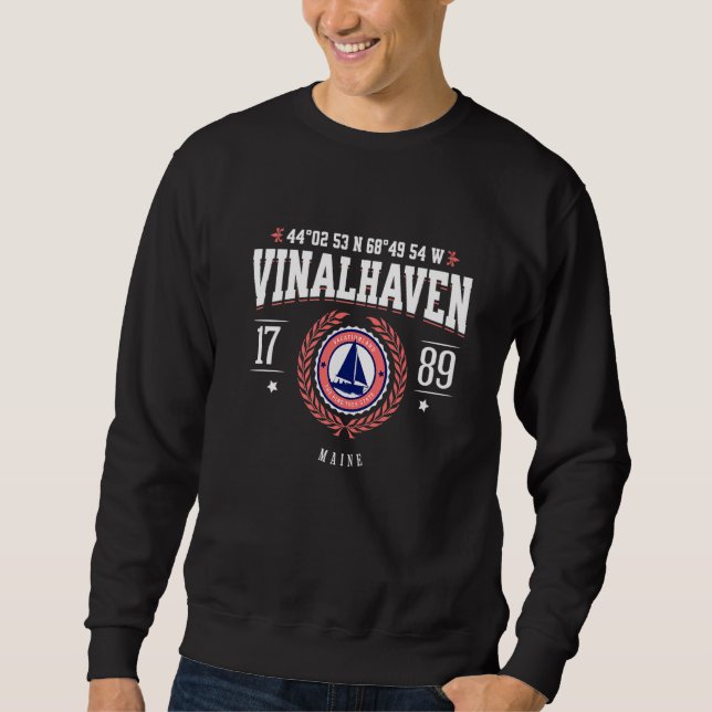 Sweatshirt Vinalhaven Maine Nautical Sailboat Beach Souvenir  (Devant)