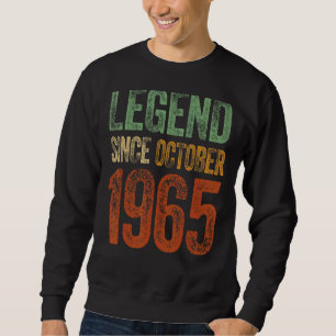 Sweatshirt Vintage 1965 Anniversaire Octobre Né Légende depui