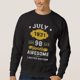 Sweatshirt Vintage 90 Ans Juillet 1931 Idée Cadeau 90e Annive