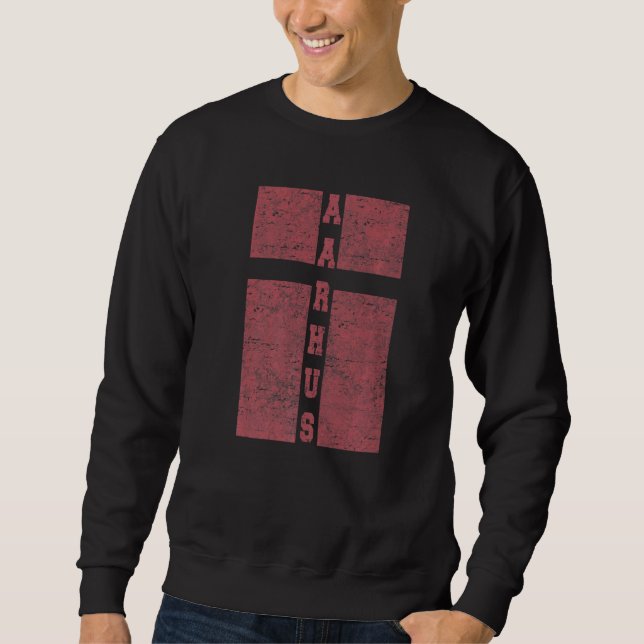 Sweatshirt Vintage Aarhus Danemark Aimer Danemark Drapeau (Devant)
