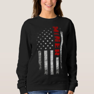 Sweatshirt Vintage Américain Drapeau Miner Vêtements Patriot