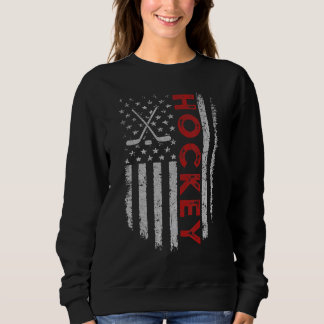 Sweatshirt Vintage American Flag Hockey Stick For Hockey Love