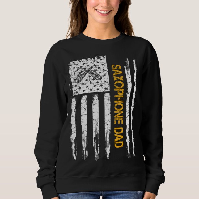 Sweatshirt Vintage American Flag Saxophone Dad Saxophonist Si (Devant)