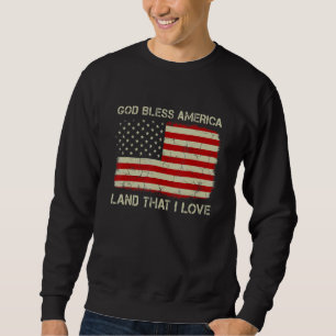 Sweatshirt Vintage Ancien drapeau Américain Dieu Béni Amériqu