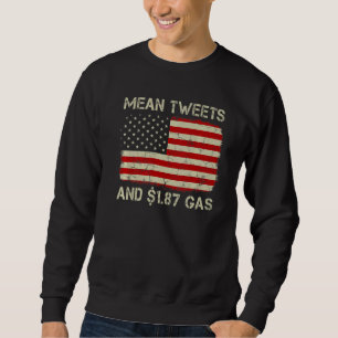 Sweatshirt Vintage Ancien Drapeau Américain Moyenne Tweets Et