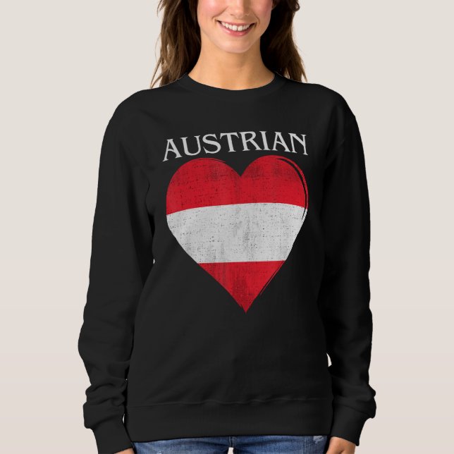 Sweatshirt Vintage Austria Flag Heart For Austrian (Devant)