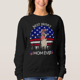 Sweatshirt Vintage Best Husky Mom Ever American Flag Chig 4e