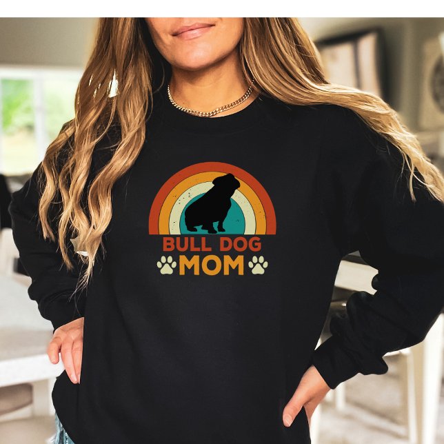 Sweatshirt Vintage Bull Dog Maman coucher de soleil (Créateur téléchargé)