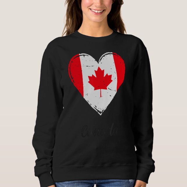Sweatshirt Vintage Canadian Roots Heart Canada Flag Pride (Devant)