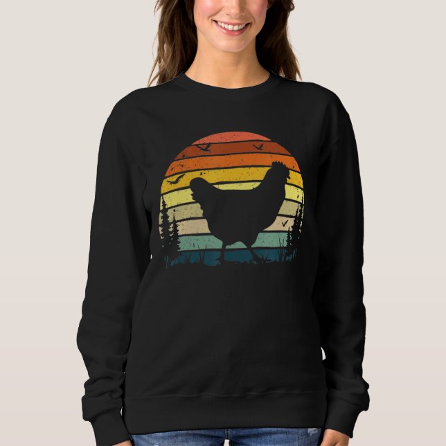Sweatshirt Vintage Chicken Retro Sunset Fermier Hen Tee (Devant)