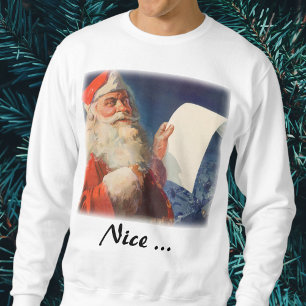 Sweatshirt Vintage Christmas, Père Noël Naughty Nice Liste
