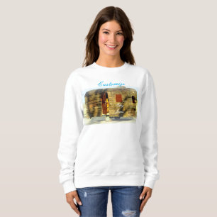 Sweatshirt Vintage classique patiné caravane en bois