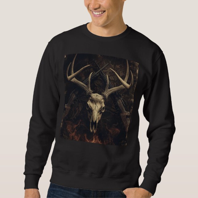 Sweatshirt Vintage Deer Skull Camo Hunting (Devant)
