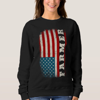 Sweatshirt Vintage Distressed American US Flag Farming Patrio