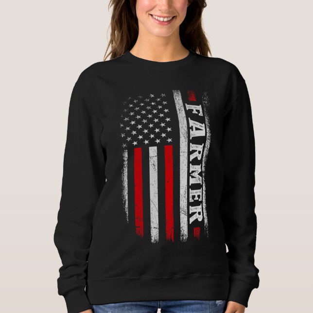 Sweatshirt Vintage Distressed American US Flag Farming Patrio (Devant)