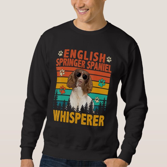 Sweatshirt Vintage English Springer Spaniel Whisperer Dog Sun (Devant)