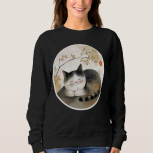 Sweatshirt Vintage Floral Kitten Retro japonais Art Pet migno