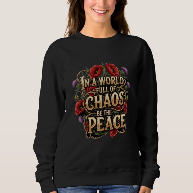 Sweatshirt Vintage Floral Typography Peace (Devant)