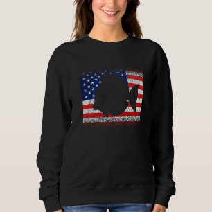 Sweatshirt Vintage Flounder Fish Drapeau américain Juillet 4