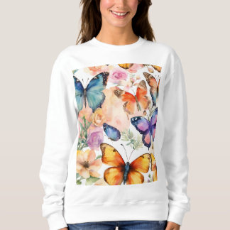 Sweatshirt Vintage Garden Party T-Shirt with Butterflies