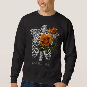 Sweatshirt Vintage Gothique Orange Rose Squelette Personnalis