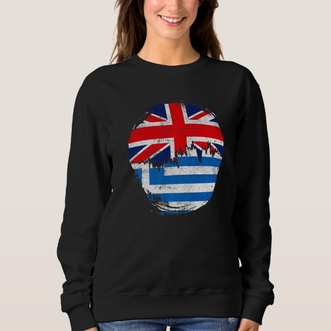 Sweatshirt Vintage Greeks British Flag Roots Greece Distresse (Devant)