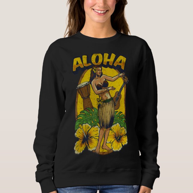Sweatshirt Vintage Hawaiienne danseuse fille (Devant)