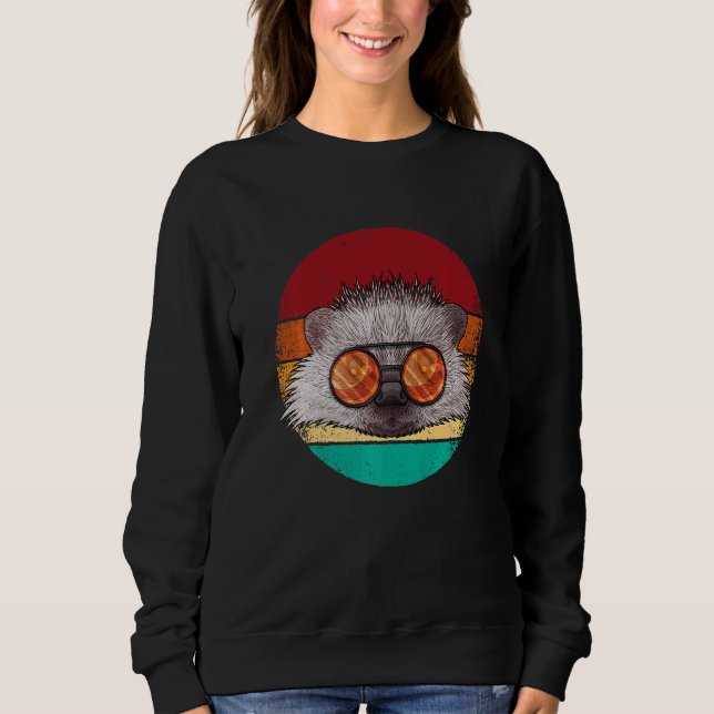 Sweatshirt Vintage Hedgehog Face Wildlife Retro Animal Eighti (Devant)