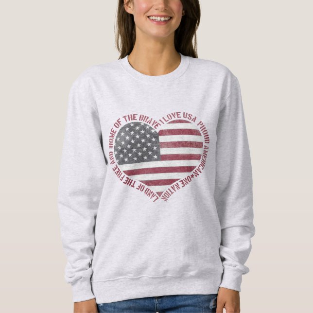 Sweatshirt Vintage I Love USA Heart (Devant)