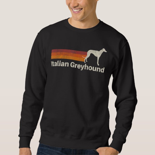 Sweatshirt Vintage Italien Greyhound Retro Maman Papa Chien (Devant)