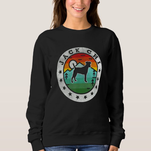 Sweatshirt Vintage Jack Chi Retro Dog Mom Dad (Devant)