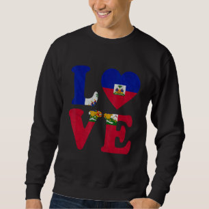Sweatshirt Vintage J'aime Haïti Drapeau Coeur des racines haï