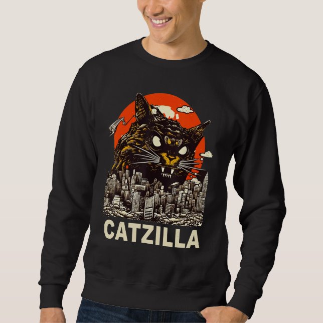 Sweatshirt Vintage Japanese Sunset Catzilla (Devant)