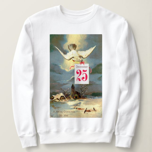 Sweatshirt Vintage Joyeux Noël Dove Holiday (Design devant)