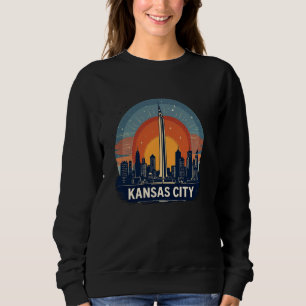 Sweatshirt Vintage Kansas City Missouri Sunset Skyline City