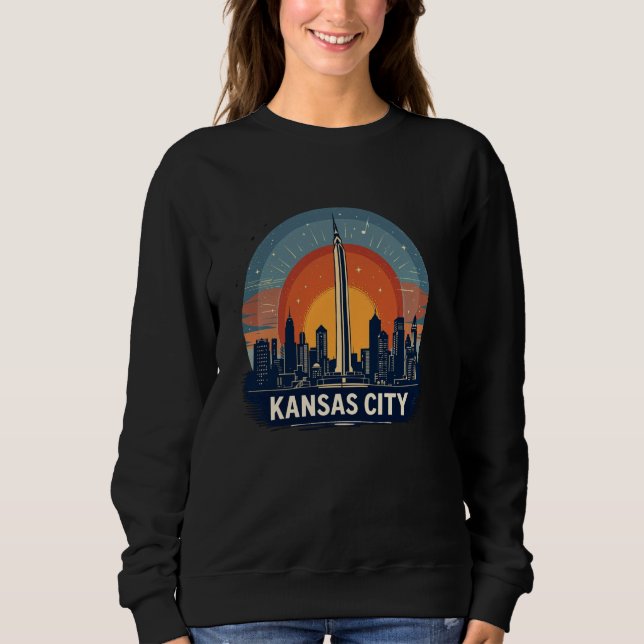 Sweatshirt Vintage Kansas City Missouri Sunset Skyline City (Devant)