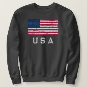 Sweatshirt vintage Look US Flag (Texte blanc)