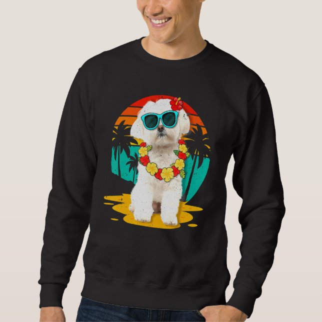 Sweatshirt Vintage Maltais Hawaï vacances d'été Tropical (Devant)