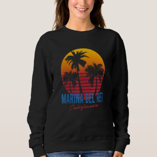 Sweatshirt Vintage Marina Del Rey Californie Palmiers Coucher