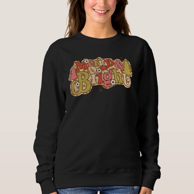 Sweatshirt Vintage Merry And Bright Christmas Tree Christmas (Devant)