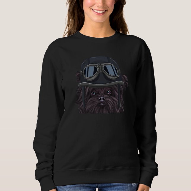 Sweatshirt Vintage Motorcycle Helmet Affenpinscher (Devant)