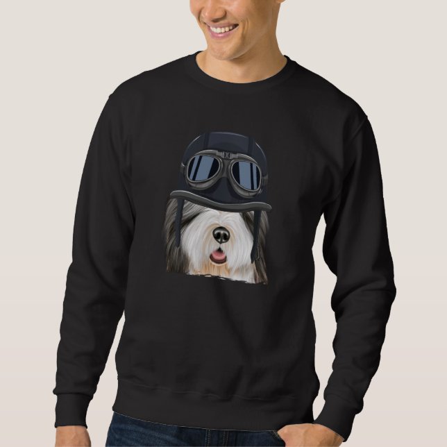 Sweatshirt Vintage Motorcycle Helmet Bearded Collie (Devant)