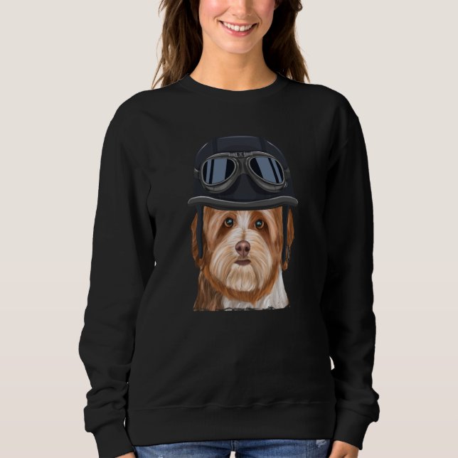 Sweatshirt Vintage Motorcycle Helmet Havanese (Devant)