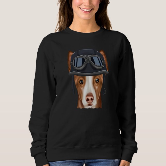 Sweatshirt Vintage Motorcycle Helmet Ibizan Hound (Devant)